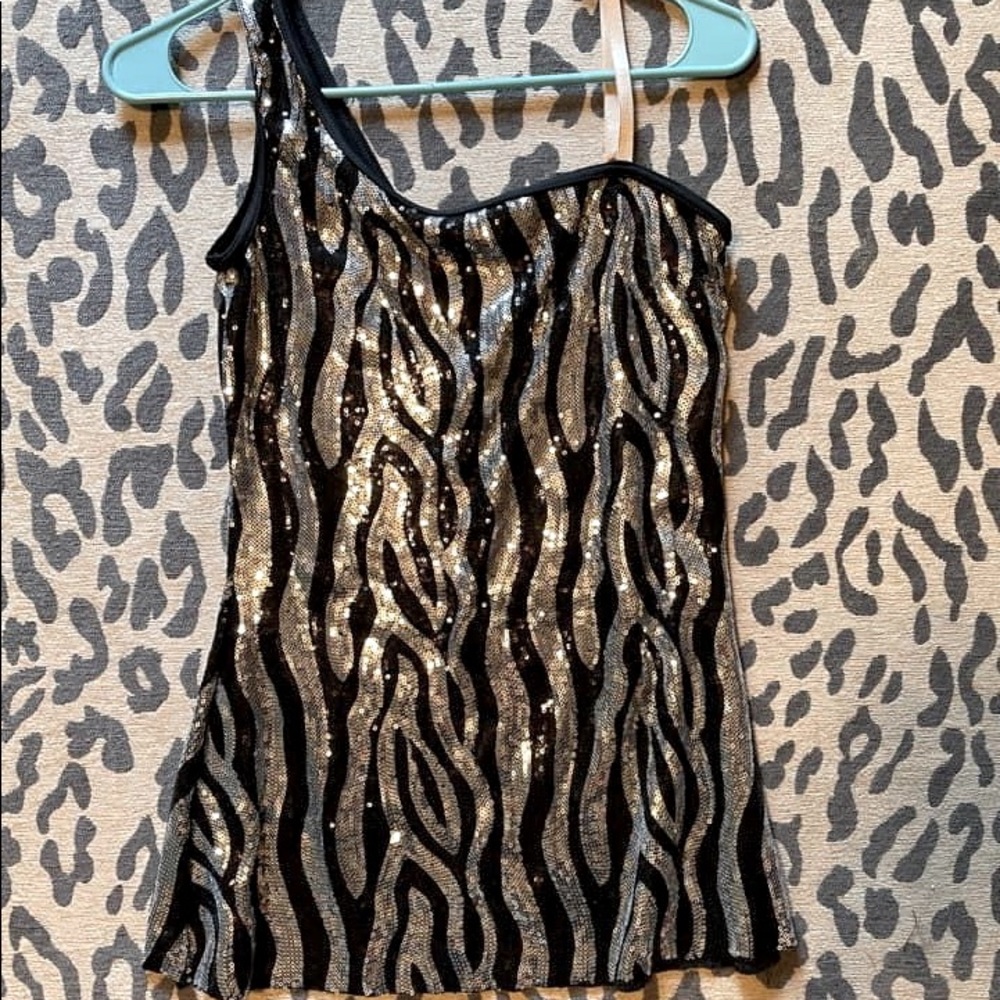 Black and silver size M off the shoulder sequin top